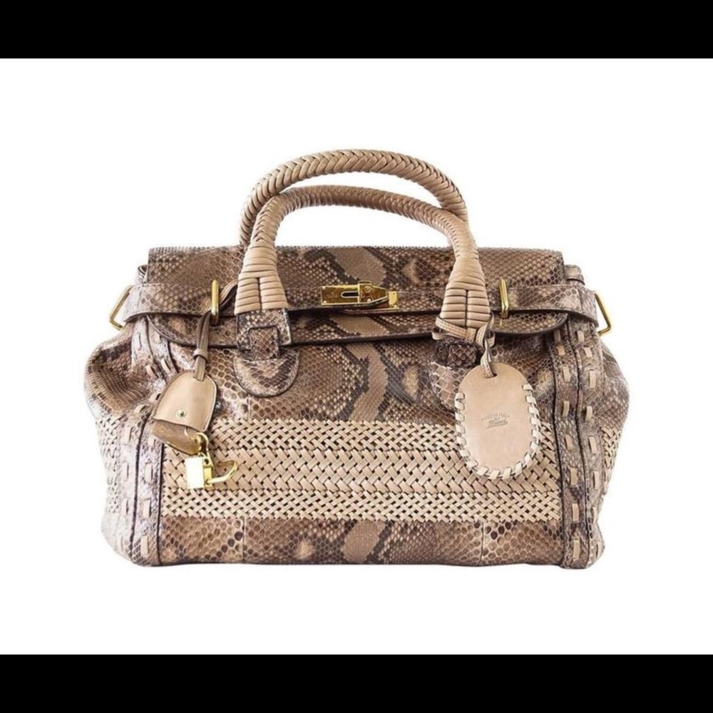 Authentic Gucci taupe sneak skin bag